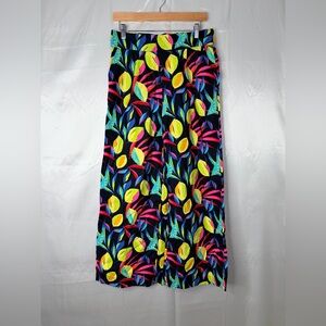 Tabitha‎ Brown Linen Blend Wide Leg Pants M Colorful Pull On Pockets